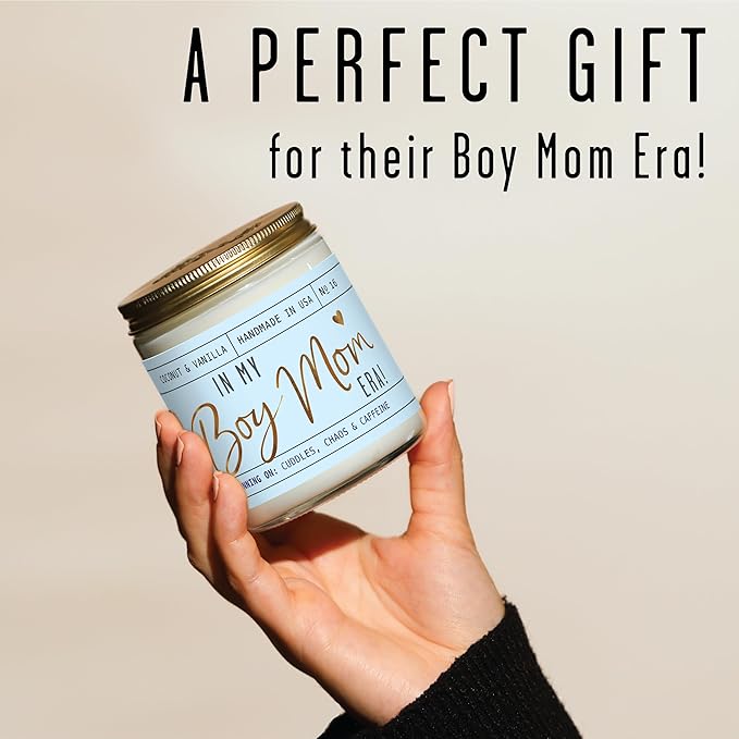 Boy Mom Gifts for Mothers Day - 'in My Boy Mom Era' Soy Candle, w/Vanilla, Coconut & Citrus I 50Hr Burn, Made in USA - Bloomnest