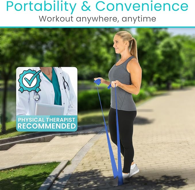 Vive Professional Resistance Bands - 25 Yard Non-Latex Roll for Physical Therapy, Lower and Upper Body Exercise Workout - Straight Elastic for Strength Training, Rehabilitation, Women, Men - Bloomnest