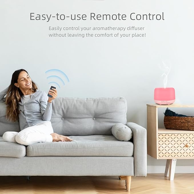 300ML Aromatherapy Essential Oil Diffuser with Remote Control, 7 LED Color Changing Light, for Bedroom Home Large Room - Bloomnest