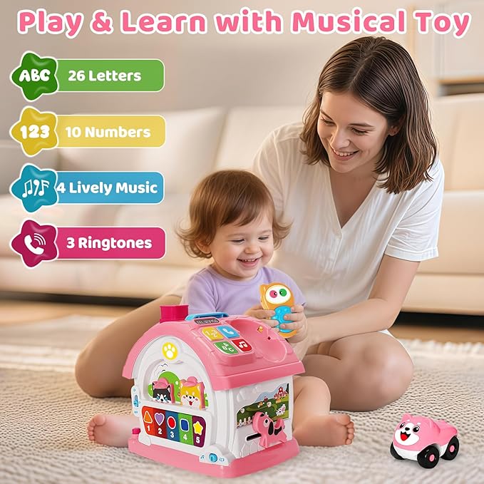 Montessori Toys for 1 Year Old Girls Gifts, Interactive Baby Musical Toy, 10-in-1 Musical Learning House 12-18 Months, First 1st Birthday Girl Gifts, for Toddler Age 1,2,3 Year Old Girl - Bloomnest