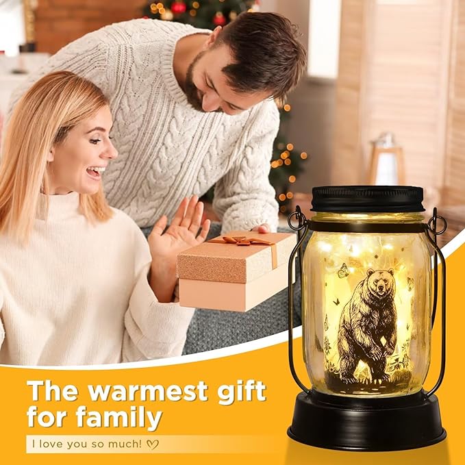 Bear Gifts for Women/Men Bear Lovers Solar Lantern Mom Birthday, Mothers Day, Christmas Gifts, Solar Garden Decoration Outside for Yard, Patio,Backyard,Porch, Torches - Bloomnest