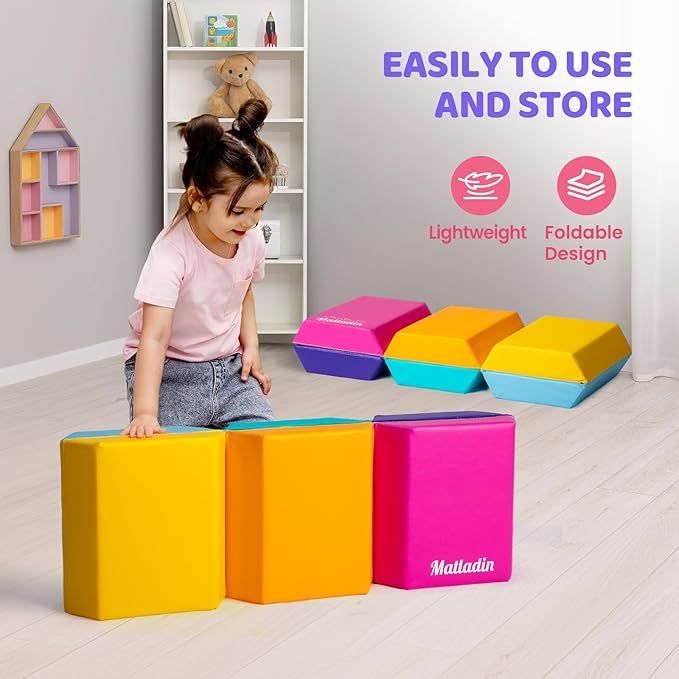 Matladin Gymnastics Gym Tumbling Mat for Kids Children, Hexagon Gymnastics Folding Exercise Mat for Stretching Yoga Cheerleading Martial Arts - Bloomnest