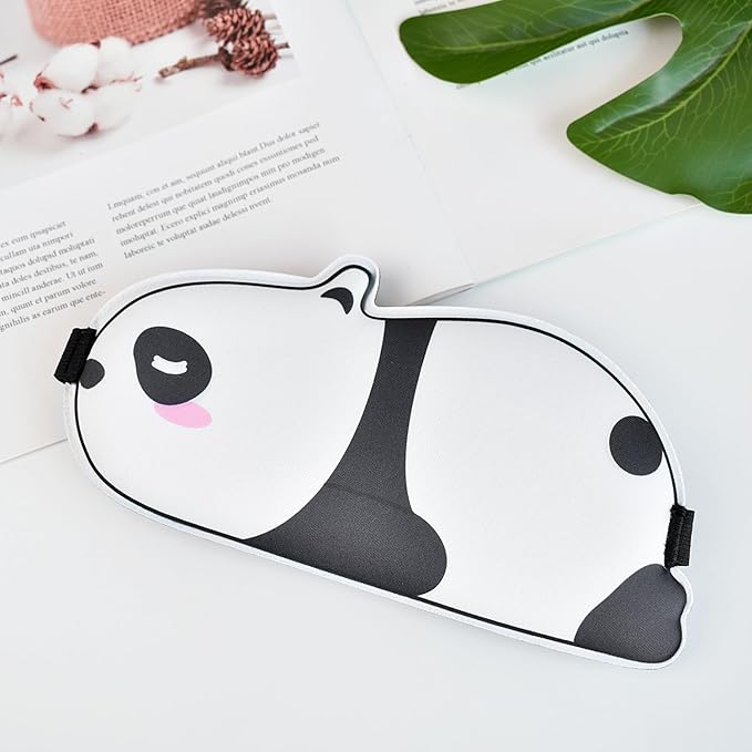 Cute Panda Sleeping Mask Eye Mask Funny Animal 3D Contoured Sleep Mask Soft Breathable Blindfold Travel Eye Cover Eyeshade for Kids Adults Girls Boys Women Men (Panda, White&Black) - Bloomnest