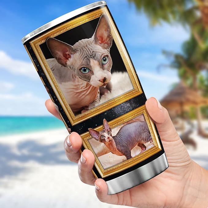 Sphynx Cat Tumblers For Cat Lovers Insulated Travel Cup With Lid 20 Oz Cute Pet Animal Lover Gifts For Teen Girl Stainless Steel Coffee Mug With Cats On It Birthday Xmas Gift - Bloomnest