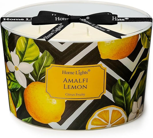 HomeLights Large jar Candle | 4-Wick Long-Lasting Scented Candles, 18oz Natural Soy Wax Candle for Home Scented, Eclectic Mixed Styles Gifts for Women & Men, Amalfi Lemon - Bloomnest