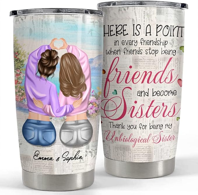 SANDJEST Personalized Best Friend Tumbler 20oz & 30oz with Lid - Gift for Best Friends, Women, Girls, Sister - Christmas, Birthday - Bloomnest