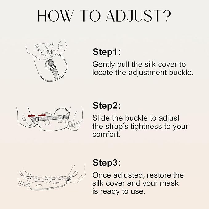 ZIMASILK Adjustable 22 Momme 100% Mulberry Silk Sleep Mask, Upgraded 3D Contoured Cup Eye Mask for Sleeping, Super Soft & Breathable Blindfold, Blackout for Deep Sleeping (Beige) - Bloomnest