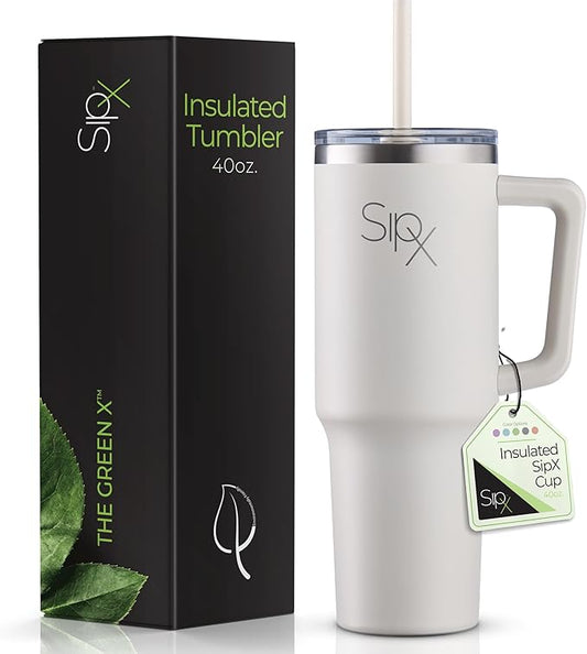 SIPX™ Insulated Tumbler With Lid And Straw, 40oz. Tumbler With Handle Keeps Cold 12 Hours, Water Bottle Thermos With Lid, BPA-Free Reusable Insulated Coffee Tumblers, Travel Mug Great For Beach Party - Bloomnest