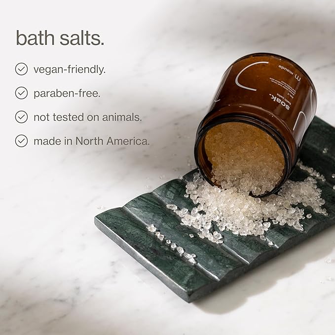 Maude Soak No. 1 - Nourishing Mineral Bath Salts - Hand-Harvested Dead Sea Salt with Magnesium & Potassium Chloride - Soften & Rejuvenate Skin - Notes of Amber, Cedar Leaf & Clove (8 oz) - Bloomnest