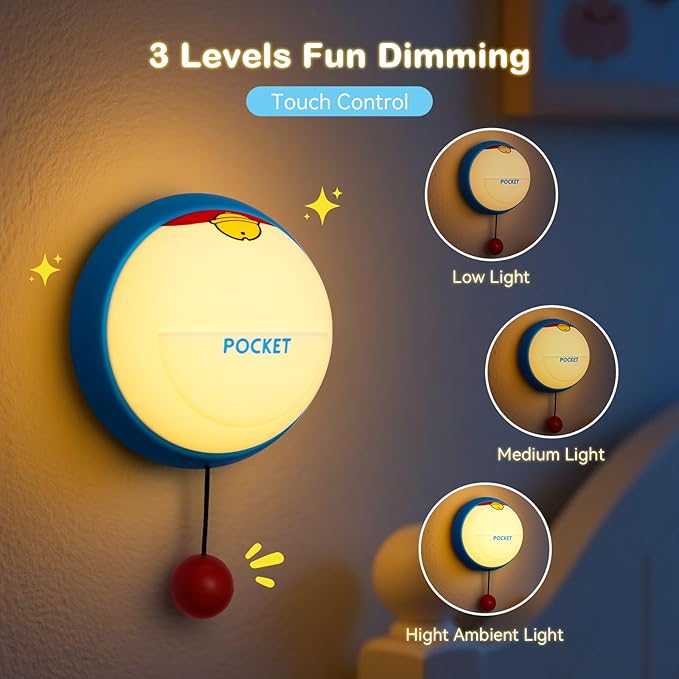Night Light Cute for Kids, 3-Level Dimmable Night Lamp Wall Mounted, Silicone Squishy Light Up Gifts, Rechargeable Bedside Touch Lamp for Breastfeeding Toddler Baby Kids Decor - Bloomnest