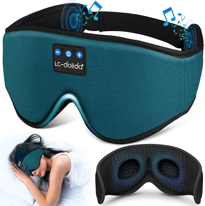 Sleep Mask with Bluetooth Headphones,LC-dolida Sleep Headphones Bluetooth Sleep Mask 3D Sleeping Headphones for Side Sleepers Best Gift and Travel Essential (Blue) - Bloomnest