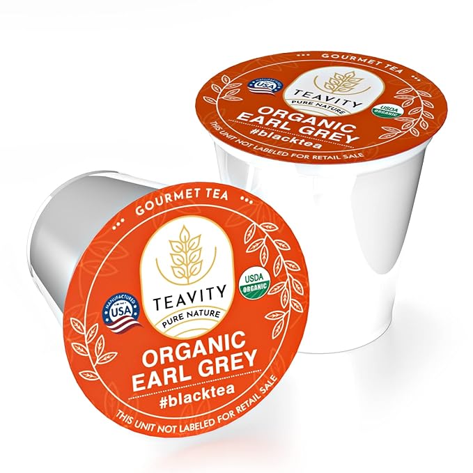 Organic Earl Grey Tea Pods for Keurig - Caffeinated Unsweet Black Tea for K Cup Brewing by Teavity (12 Tea Pods) - Bloomnest