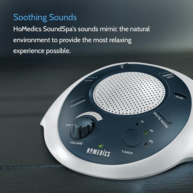 Homedics SoundSleep White Noise Sound Machine, Blue, Small Travel Sound Machine with 6 Relaxing Nature Sounds, Portable Sound Therapy for Home, Office, Nursery, Auto-Off Timer, By Homedics (Pack of 3) - Bloomnest