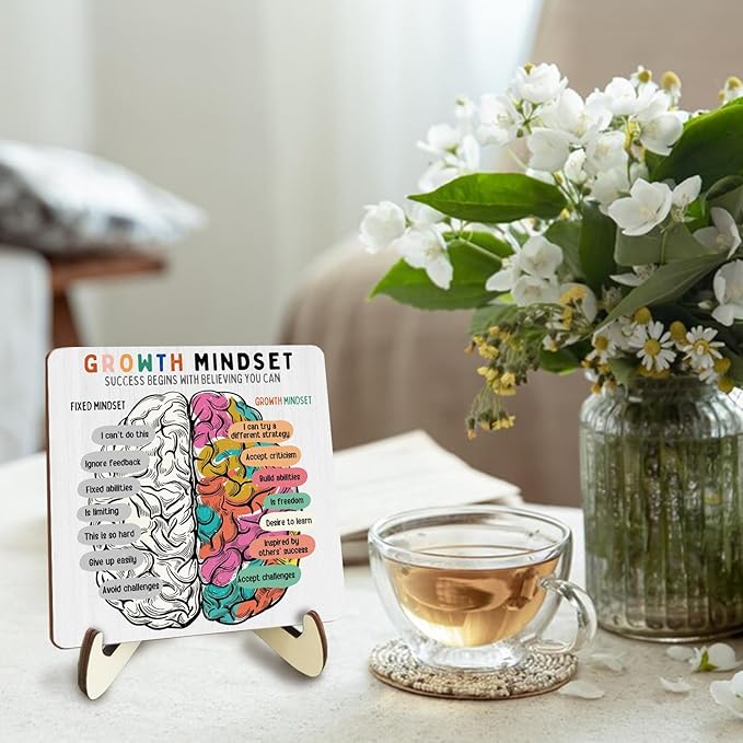 Motivational Mental Health Office Decor Rustic Desk Decor Therapy Office School Counselor CBT DBT School Psychology Therapist Counseling Wood Sign for Home Living Room Desk Plaque with Wood Stand - Bloomnest
