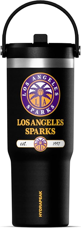 Hydrapeak x WNBA Officially Licensed Los Angeles Sparks 32 oz Nomad Tumbler with Handle and Straw Lid, Leakproof Stainless Steel Water Bottle - Bloomnest