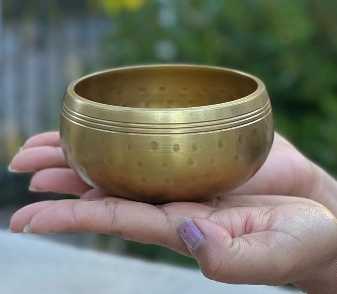 DharmaObjects Tibetan Hand Hammered 4.5 Inches Singing Bowl Cushion Mallet Set - Bloomnest