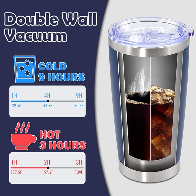 20oz Tumbler Stainless Steel Tumbler Cup with Lid Vacuum Insulated Double Wall Travel Mug, Durable Powder Coated Travel Coffee Tumbler Mug for Hot & Cold Drinks, Navy,4 Pack - Bloomnest