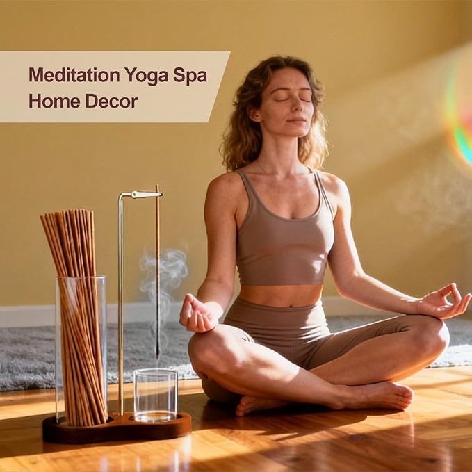 2 in 1 Glass Incense Holder & Burner for Sticks with Ash Catcher, Anti-Ash Flying Design, Storage Organizer and Hang Upside Down for Meditation Yoga Spa Home Decor - Bloomnest