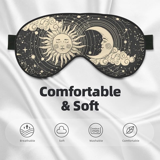 Sleep Eye Mask Mandala Vintage Boho Sun Moon Sleep Mask for Women Men Comfortable Eye Mask with Adjustable Strap Soft Eye Cover Blindfold for Travel Yoga Nap Shift Work - Bloomnest