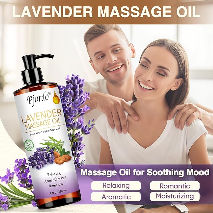 3 Pack Massage Oil for Massage Therapy, Vanilla Oil, Sore Muscle Arnica Oil, Lavender Massage Oil for Skin, Massage Roller Ball, Relaxing Massage Kit, Spa Gift Set for Him Her - Bloomnest