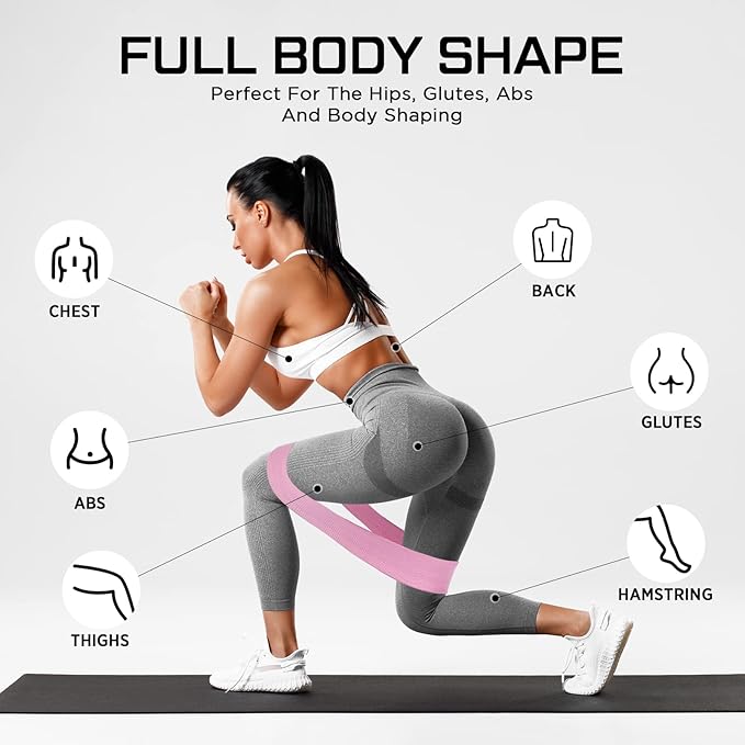 24 Pcs Fabric Resistance Bands for Working Out Strength Exercise Bands for Women Men Resistance Loop for Legs and Butt, Yoga, Pilates, Rehab, Fitness and Home - Bloomnest