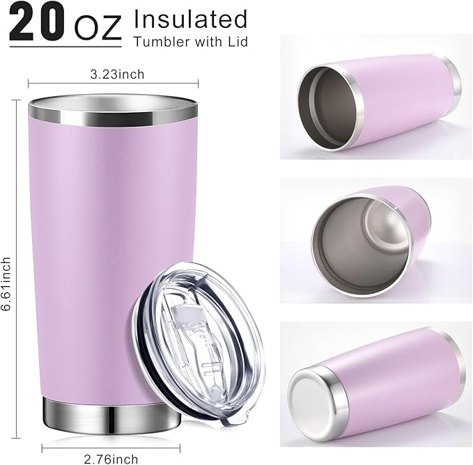 Sieral 36 Packs Stainless Steel Tumbler Bulk with Lid Vacuum Double Wall Insulated Travel Coffee Mug Powder Coated Tumbler Cup for Graduation Wedding Christmas Birthday Party(Matte Color, 20 oz) - Bloomnest