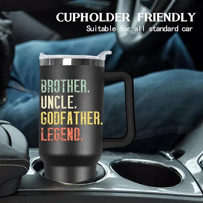 Ceovfoi 40 oz Godfather Tumbler for Men - Stainless Steel Insulated Mug with Handle, Lid & Straw, Godfather Themed Gifts, Perfect Birthday/Father’s Day/Christmas Presents for Dad, Grandpa, Husband - Bloomnest