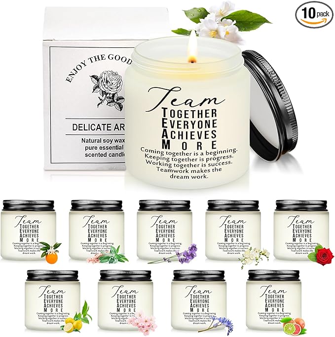 Fumete 10 Pcs Jars Scented Soy Candles 3.5 oz May You Be Proud of The Difference Candles Team Thank You Gifts for Employee Appreciation Gifts Coworker Vet Tech Nurse Teachers(White,Team) - Bloomnest