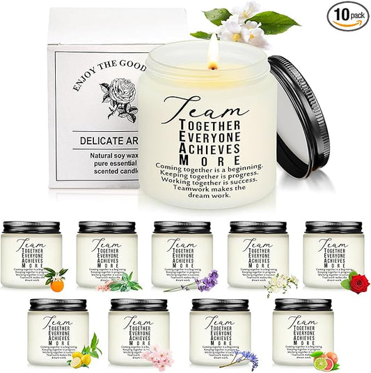 Fumete 10 Pcs Jars Scented Soy Candles 3.5 oz May You Be Proud of The Difference Candles Team Thank You Gifts for Employee Appreciation Gifts Coworker Vet Tech Nurse Teachers(White,Team) - Bloomnest