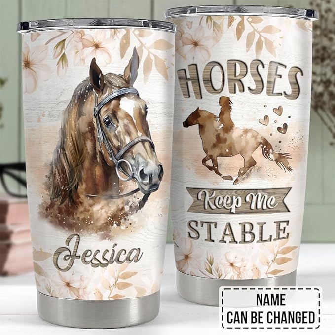 SANDJEST Personalized Horse Tumbler Motivation 20oz 30oz Tumblers with Lid Gift for Women Girl Daughter Sister Animal Lovers Christmas Birthday - Bloomnest