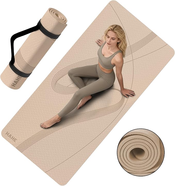Yoga Mat High Density Exercise Mat, 76"x32"x0.27"Thick Wide & Large Yoga Mat for Women Men, Professional POE Workout Mat for Yoga, Pilates, Fitness & Stretching - Bloomnest