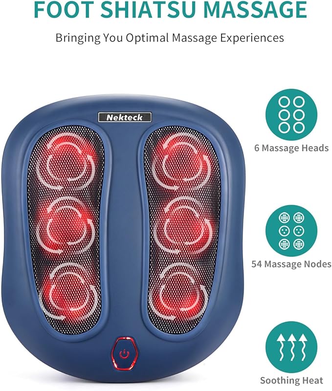 Nekteck Foot Massager with Heat, Shiatsu Foot Massager for Neuropathy, Plantar Fasciitis, Electric Heated Foot Massage Machine for Pain Relief and Circulation, Gifts for Man Woman Her Him Birthday - Bloomnest