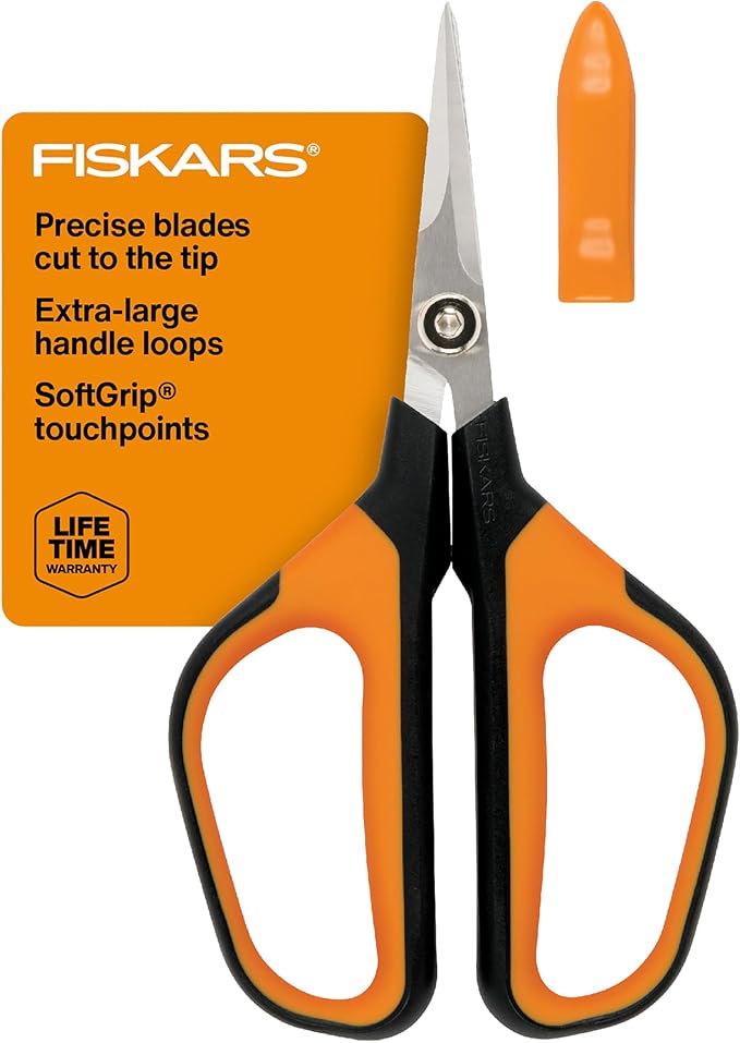 Fiskars Comfort Loop Pruning Snips, Garden Gifts for Women, Extra Large SoftGrip Handle, Yard and Garden Tools 7", Orange/Black - Bloomnest