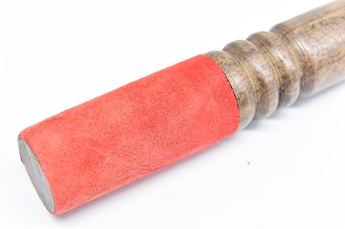 Leather-Wrapped Singing Bowl Striker, 7 x 1 Inches, Singing Bowl Mallet, Gong Mallet (Red) - Bloomnest