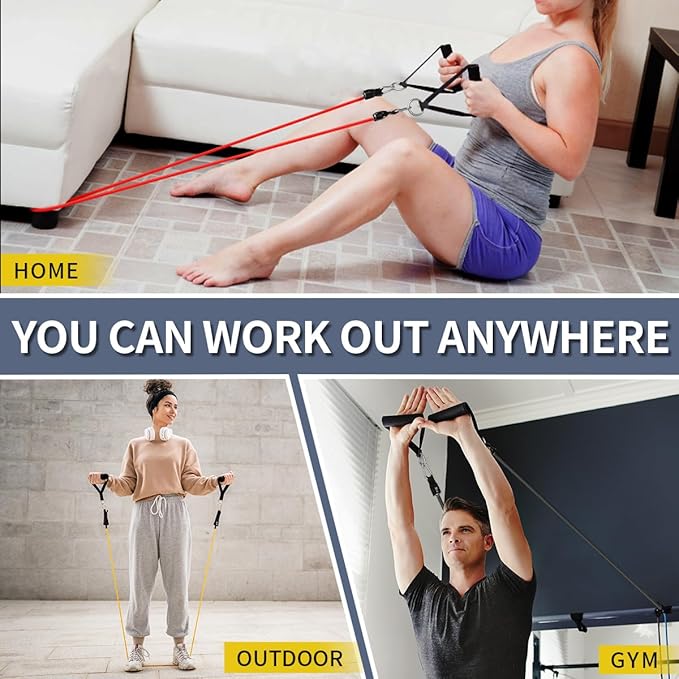 WHATAFIT Resistance Bands, Exercise Bands，Resistance Bands for Working Out, Work Out Bands with Handles for Men and Women Fitness, Strength Training Home Gym Equipment - Bloomnest