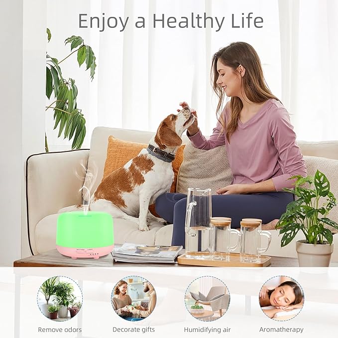 300ML Aromatherapy Essential Oil Diffuser with Remote Control, 7 LED Color Changing Light, for Bedroom Home Large Room - Bloomnest