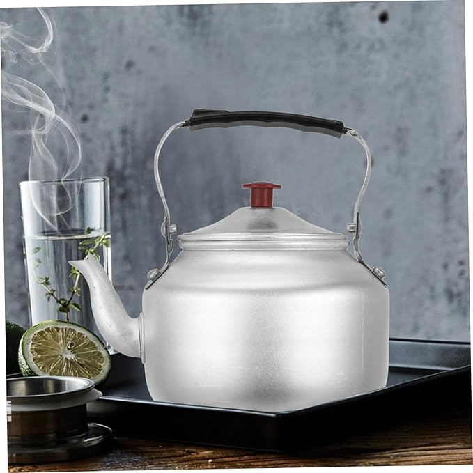 Aluminum Tea Kettle with Handle and Strainer Small Teapot for Home and Outdoor Use Polished Finish Safe Lightweight Cooking Pot for Boiling Water and Brewing Loose Leaf Tea - Bloomnest