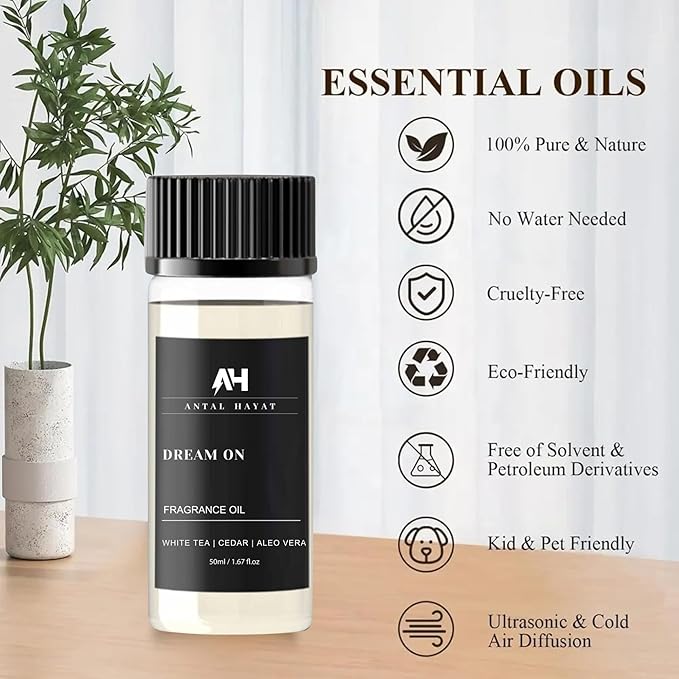 Dream On Essential Oil Scent 50mL - Inspired by Westin Hotel - Home Luxury Scent - Antal Hayat Diffuser Oil - White Tea, Cedarwood, Amber, Musk - Diffuser Oil Blends for Aromatherapy - Bloomnest