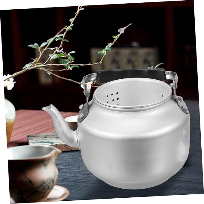 Aluminum Tea Kettle with Handle and Strainer Small Teapot for Home and Outdoor Use Polished Finish Safe Lightweight Cooking Pot for Boiling Water and Brewing Loose Leaf Tea - Bloomnest