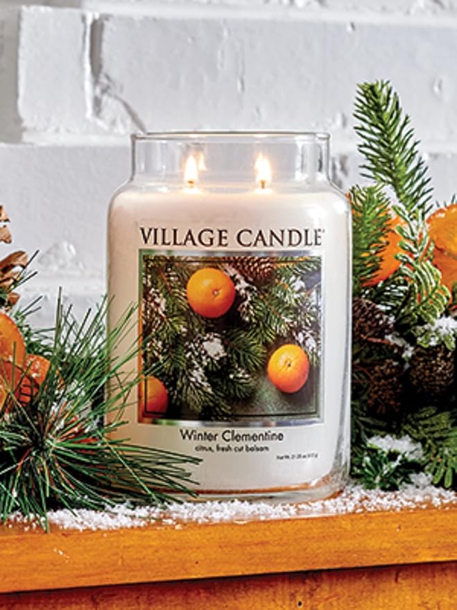 Village Candle Winter Clementine Large Apothecary Jar, Scented Candle, 21.25 oz. - Bloomnest