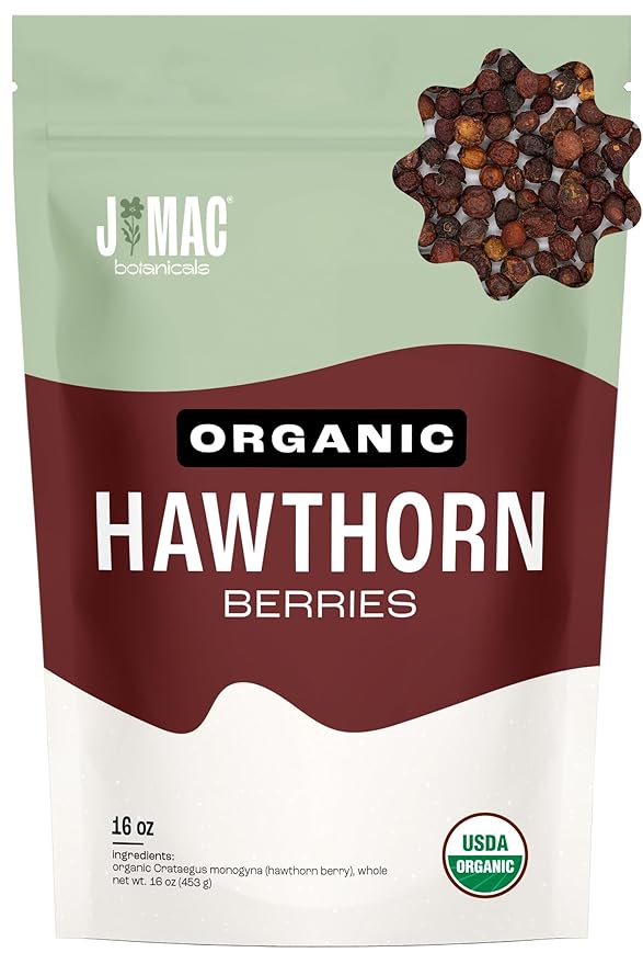 J Mac Botanicals, Organic Dried Hawthorn Berries Whole (16 oz) Hawthorn berry from Eastern Europe, certified Organic hawthorn berry tea, Hawthorne berries bulk resealable bag, Dried Hawthorn berries - Bloomnest