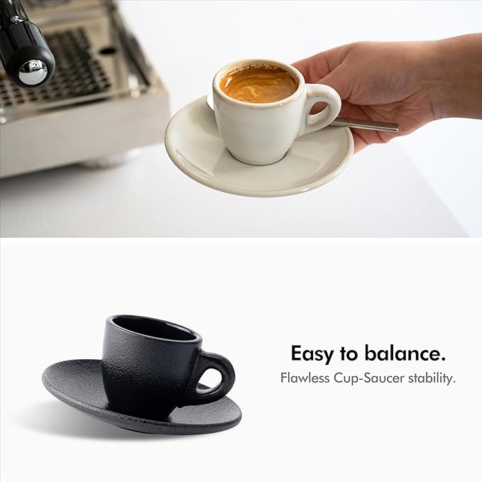 KIVY Stoneware Espresso Cups, 4-Piece Set - Italian Design, Thick-Walled, 3 oz, Microwave & Dishwasher Safe - Bloomnest