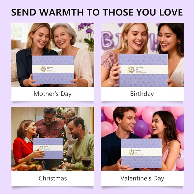 23 Pcs Valentines Day Gifts for Women, Lavender Facial Skin Care Set, Luxury Bath and Body Gifts, Spa & Self-Care Kit, Peptide Sheet Mask, Present, Birthday, Christmas, Mother Day, Bridal Shower