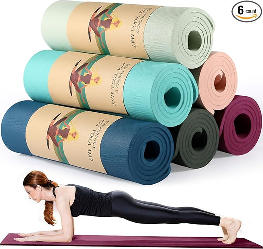 Timgle 6 Pack Yoga Mats Bulk Non Slip Exercise Yoga Mat Thick Anti Slip Tear Resistant Sports Gym for Fitness Stretching Home Workout and Studio - Bloomnest