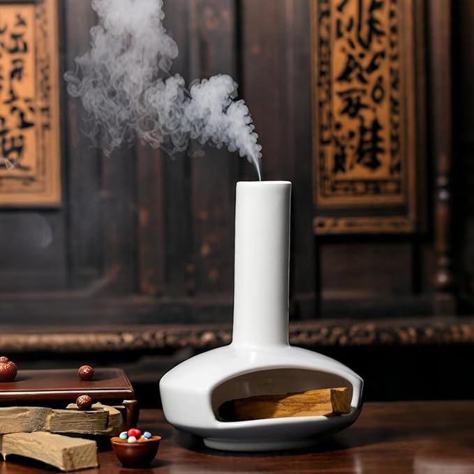 Handcrafted Palo Santo Holder Mini Chiminea Cone Incense Stick Burner Ceramic for Meditation Accessories Unique Design High Temperature Resistance Ideal for Yoga Aromatherapy Relaxation - Bloomnest