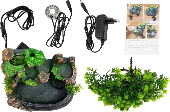 Gdrasuya10 Atomizing Rockery Water Fountain Desktop Chinese Fengshui LED Lamp Waterfall Water Sound Indoor Office Home