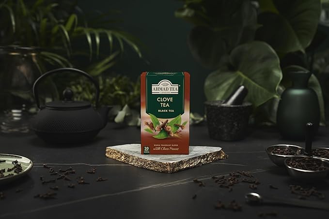 Ahmad Tea Black Tea, Clove Teabags, 20 ct (Pack of 6) - Caffeinated & Sugar-Free - Bloomnest