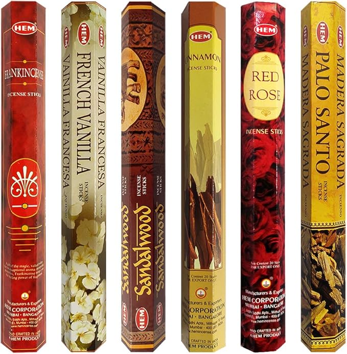 Hem Incense Sticks Variety Pack #22 and Incense Stick Holder Bundle with 6 Most Desired Fragrances - Bloomnest