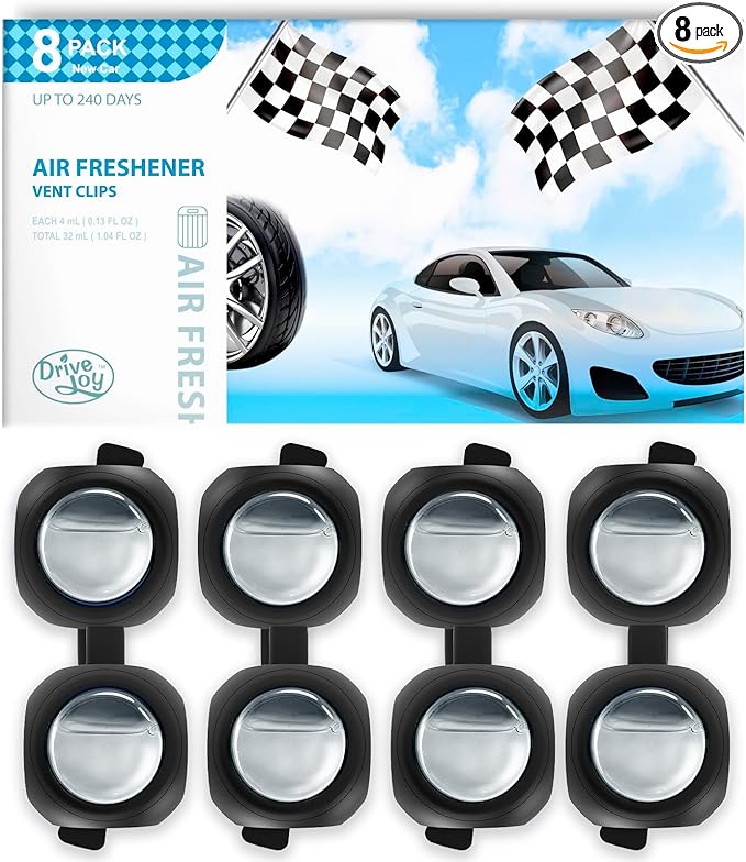 Car Air Freshener Vent Clips, 8 Pack, Provides Long-Lasting Scent, Up to 240 Days, Odor Eliminator (New Car Scent) - Bloomnest