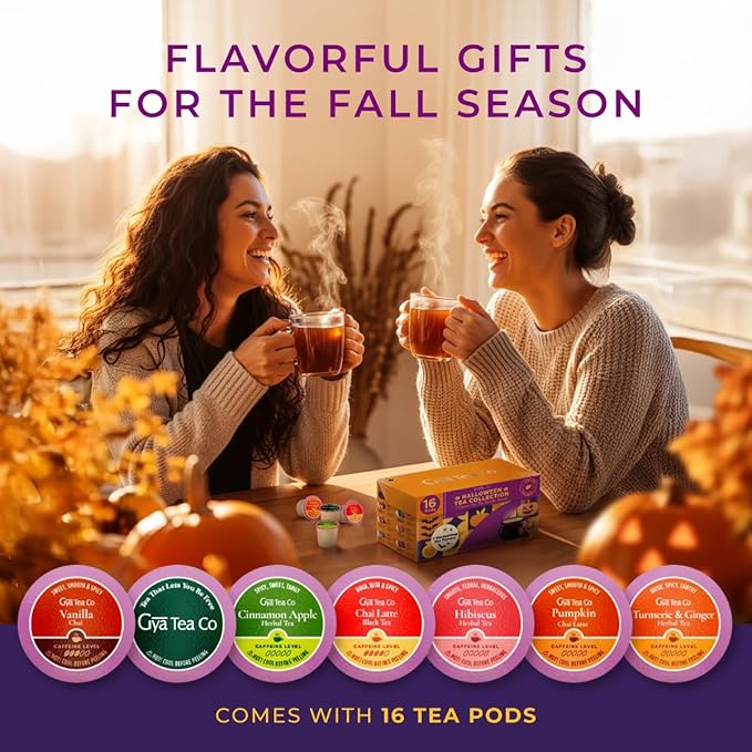 Gya Tea Co Halloween Tea Pod Collection Gift Set (16 Count) - Different Flavors Assorted Variety Pack - Bloomnest